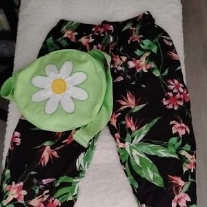 Set Of Tropical Lounge And Pool Pants with Crossbody  Daisy Beach Bag.